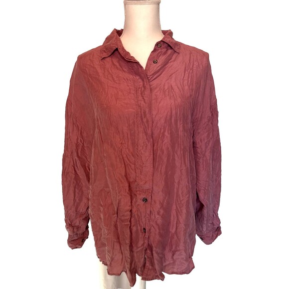 Vintage Express Compagnie Internationale 100% Silk Blouse Mauve Large - Picture 1 of 5